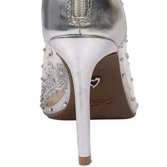 DESIGNER THALIA SODI'S RUBII RHINESTONES TRANSLUCENT POINTED TOE BOOTIES 8.5 M - Picture 15 of 16